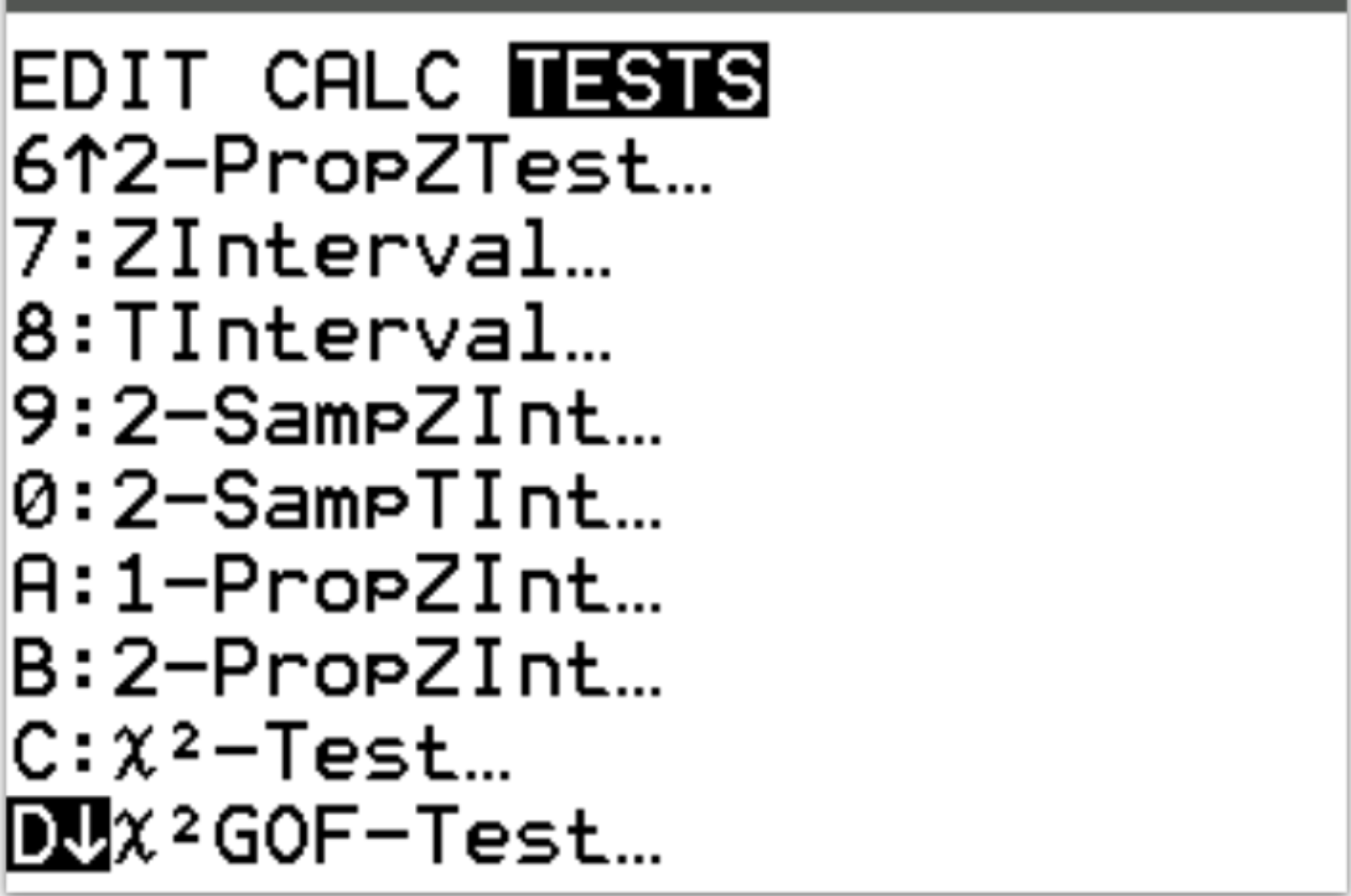 Chi-Square goodness of fit test on a TI-84 calculator