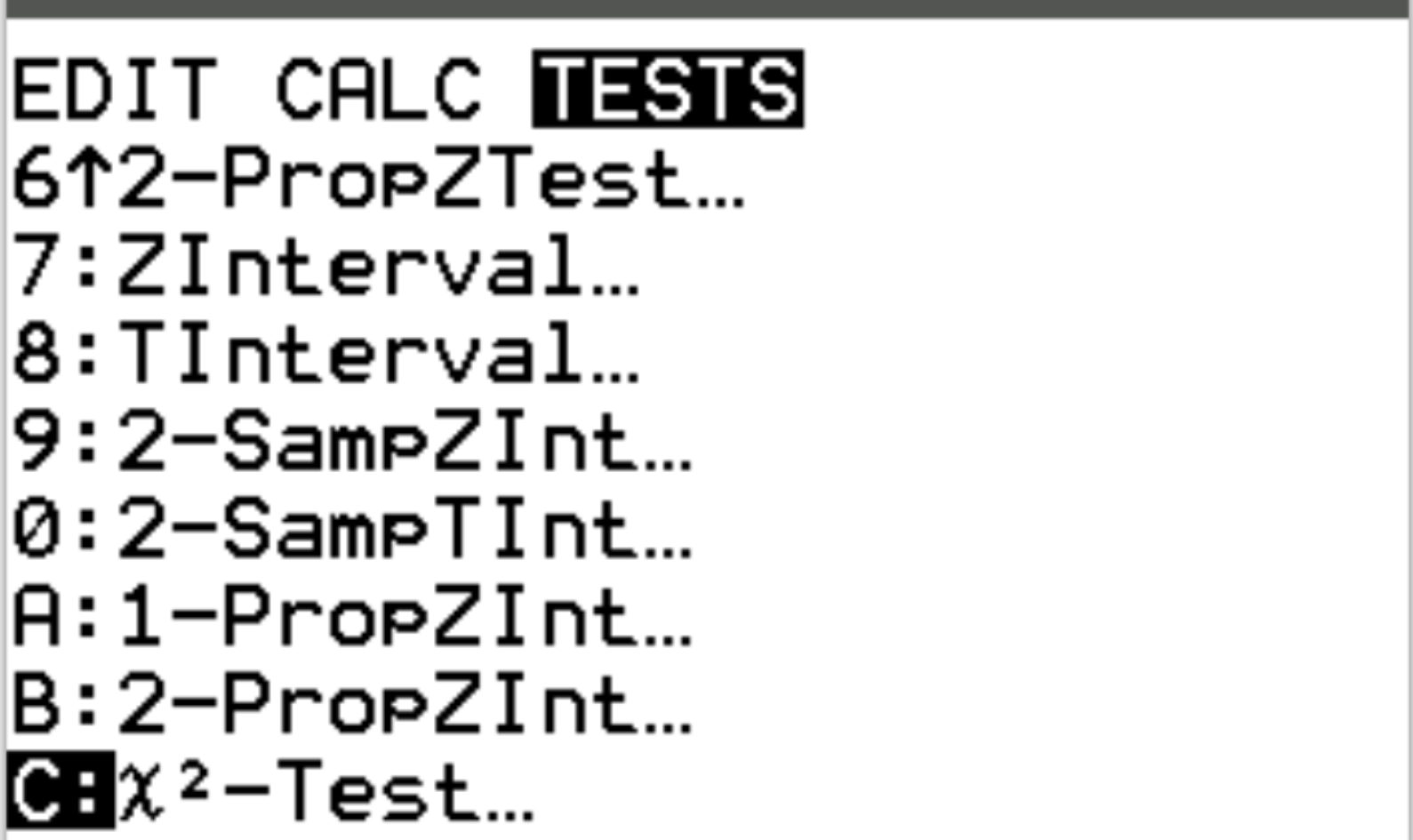 Chi-Square test of independence on a TI-84 calculator