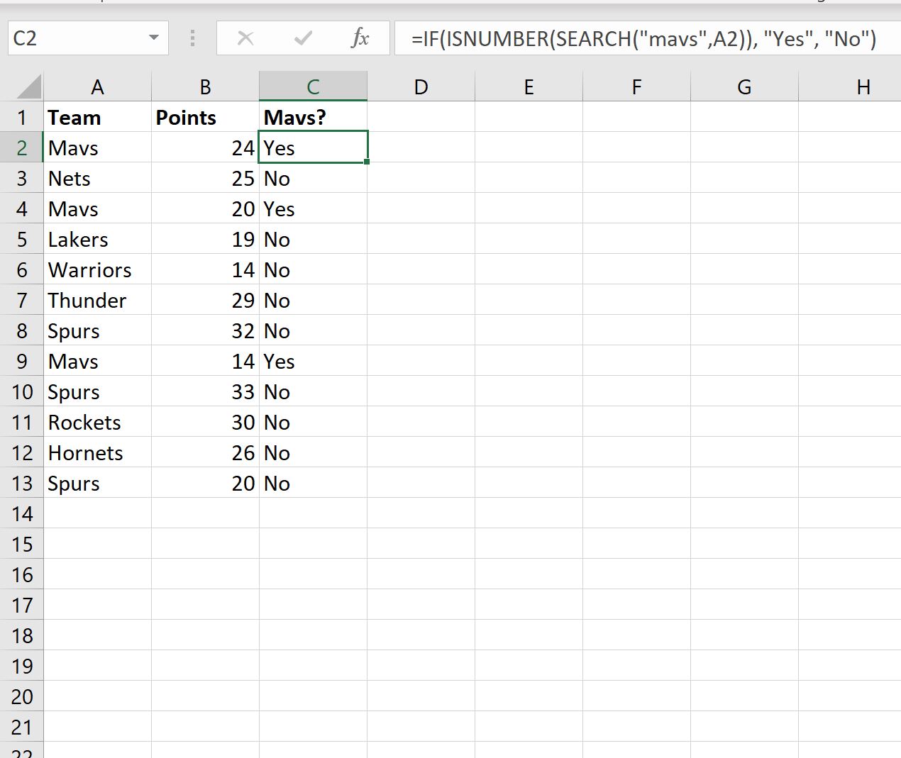 Excel if contains example