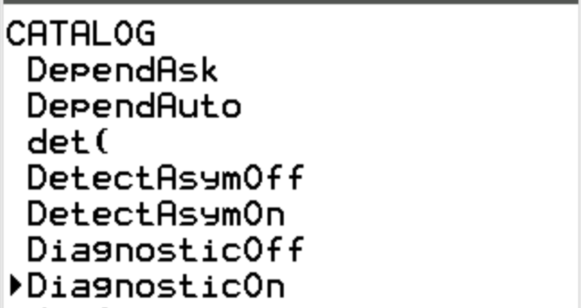 DiagnosticOn on TI-84 calculator