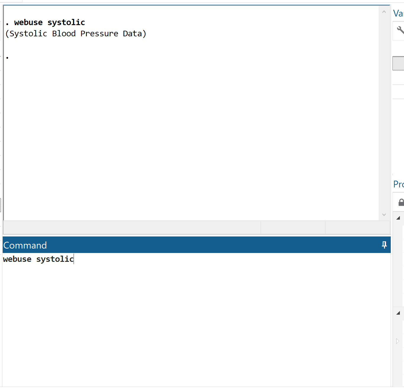 Systolic dataset in Stata example