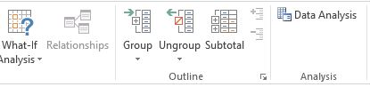 Data analysis tab on Excel