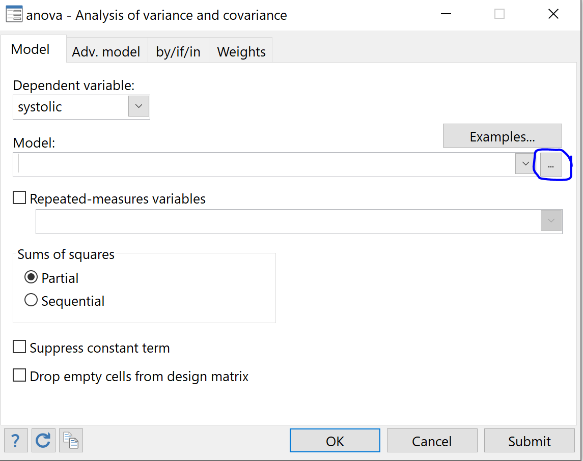 Example of a two-way ANOVA in Stata