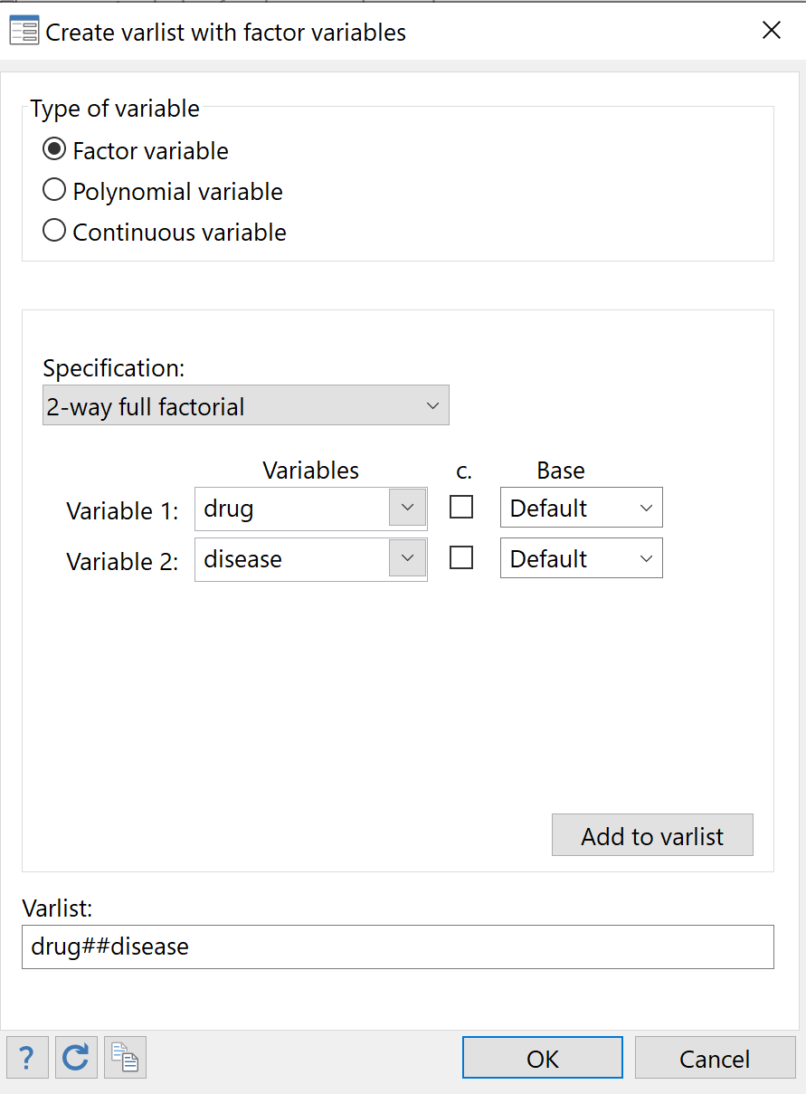 Two-way ANOVA in Stata