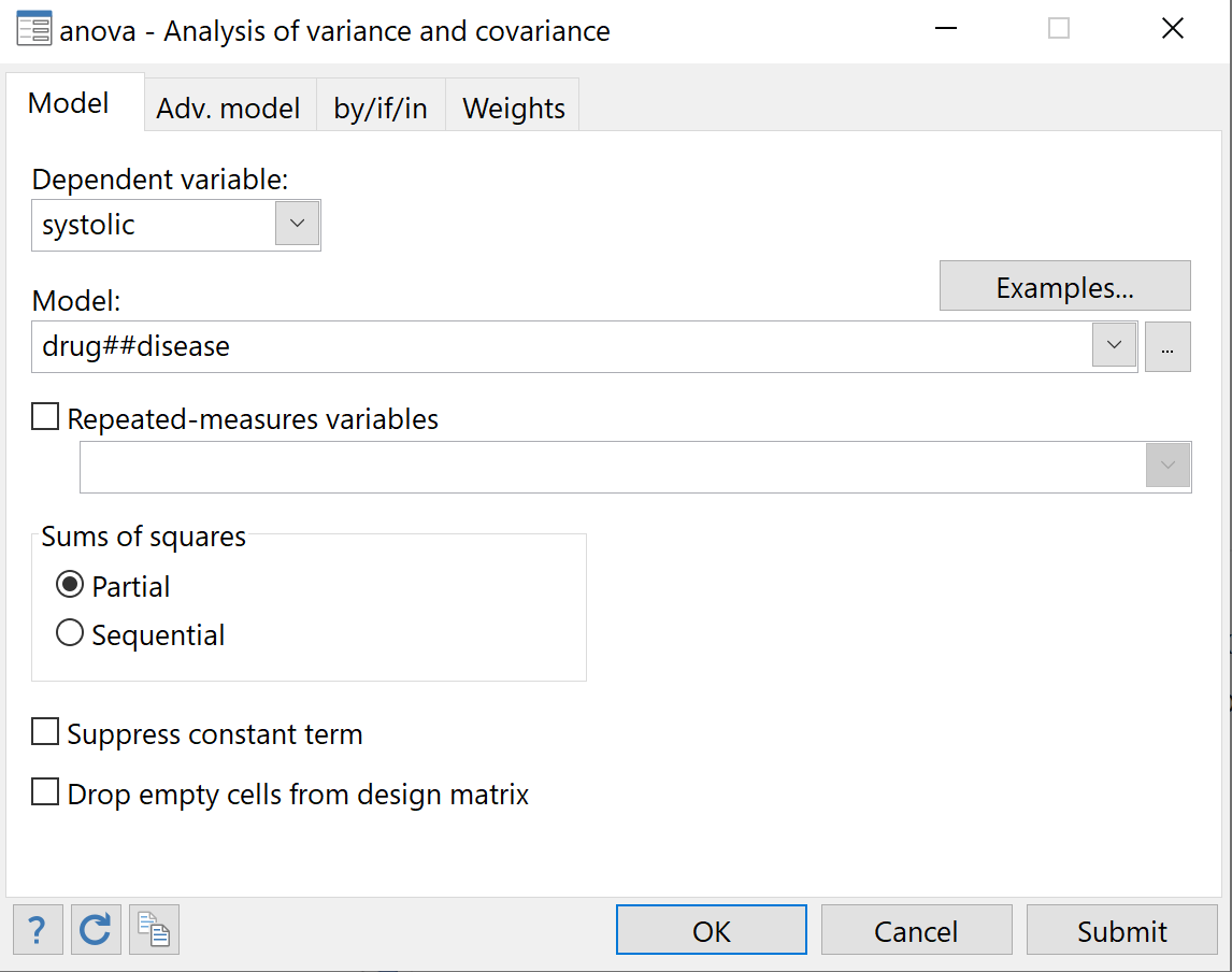 Two-way ANOVA in Stata