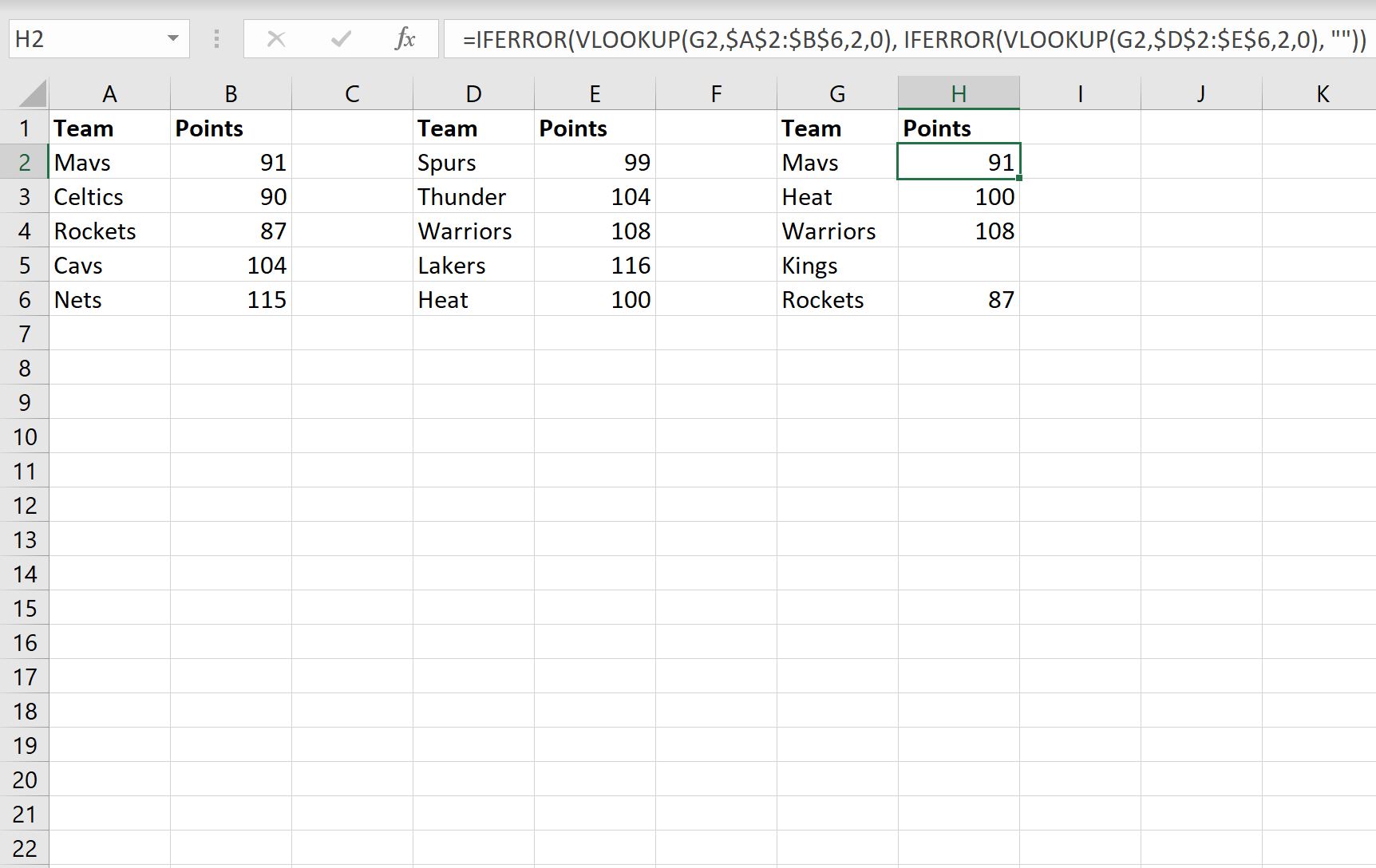 Nested IFERROR statement in Excel