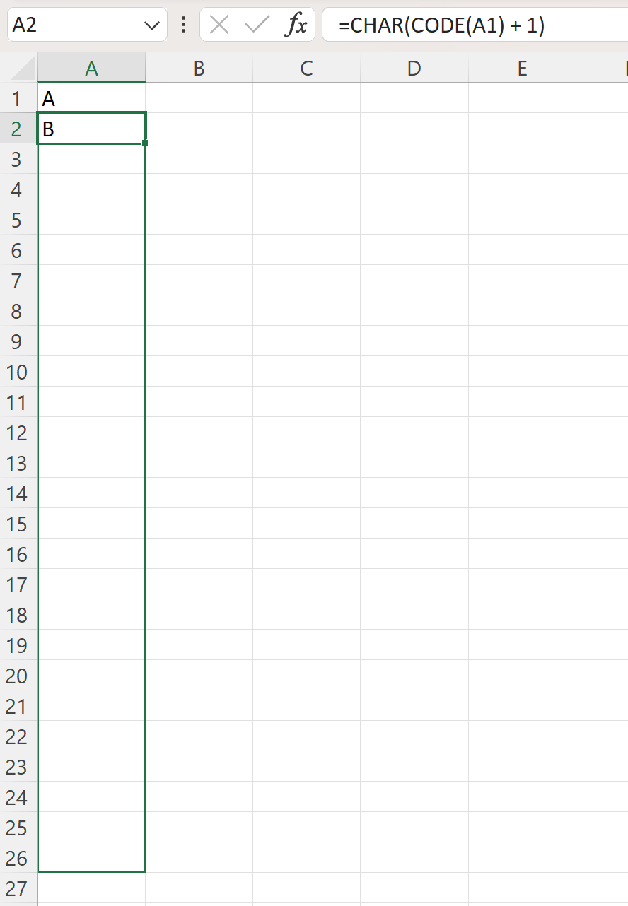 Excel autofill alphabet