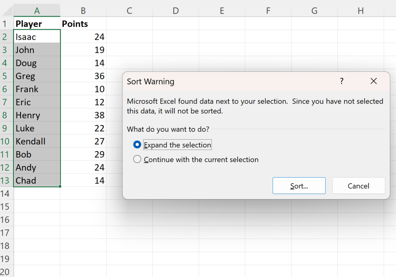 Excel sort alphabetically and keep rows together