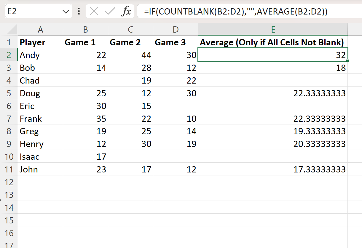 Excel if not blank then calculate