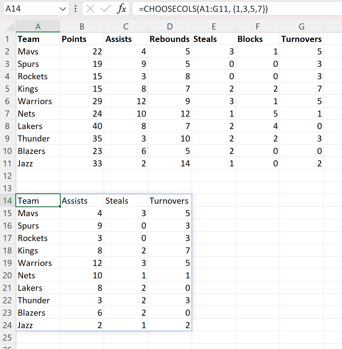 Excel select every other column