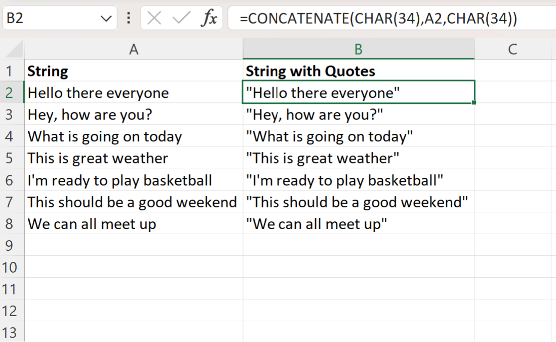 Excel escape quotes using CHAR(34)