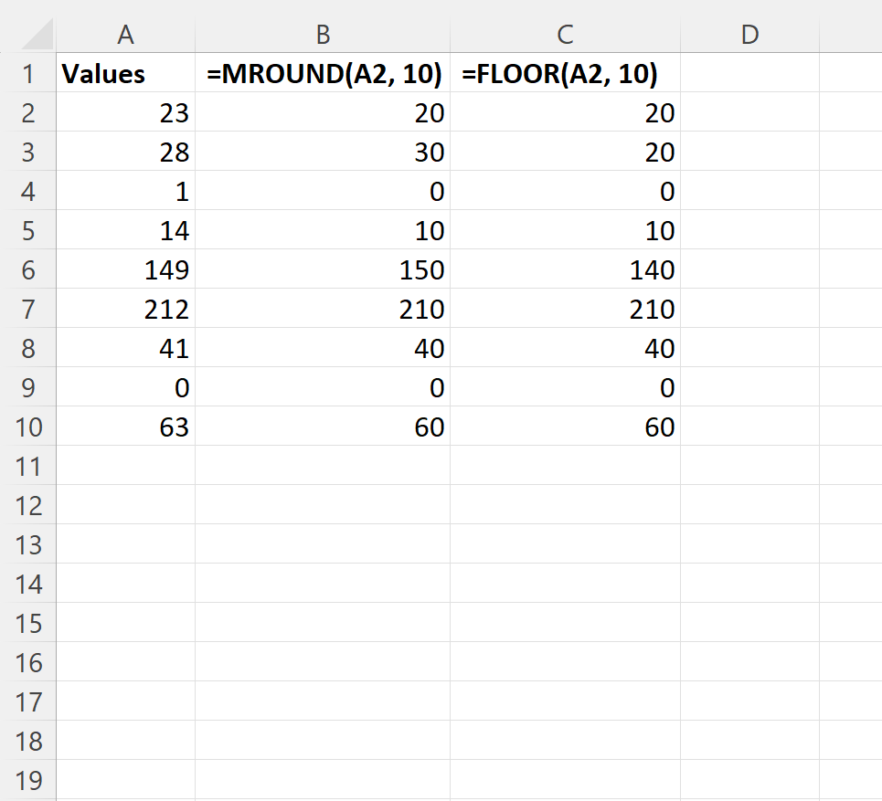 Excel MROUND down