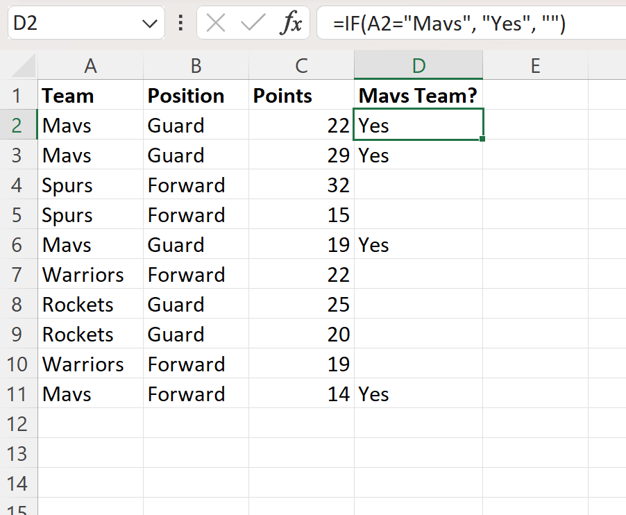 Excel if false then blank