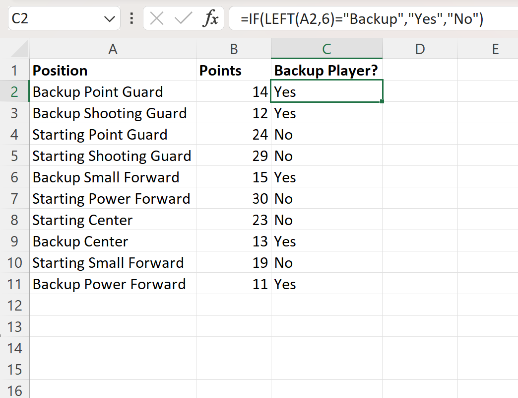 Excel IF function with LEFT function