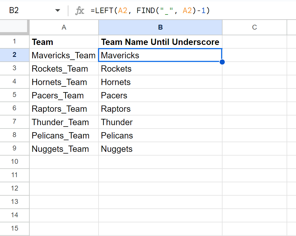 Google Sheets LEFT until specific character