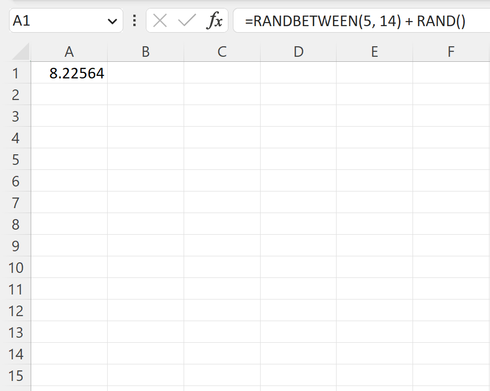 Excel generate random value between range with decimal places