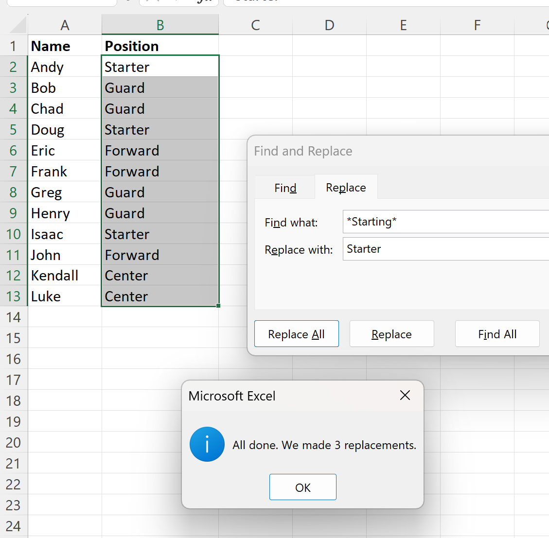 Excel replace if contains