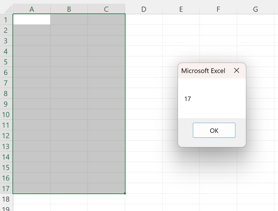 VBA count rows in current selection