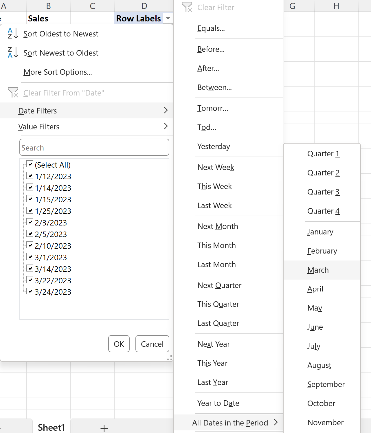 Excel pivot table filter by month