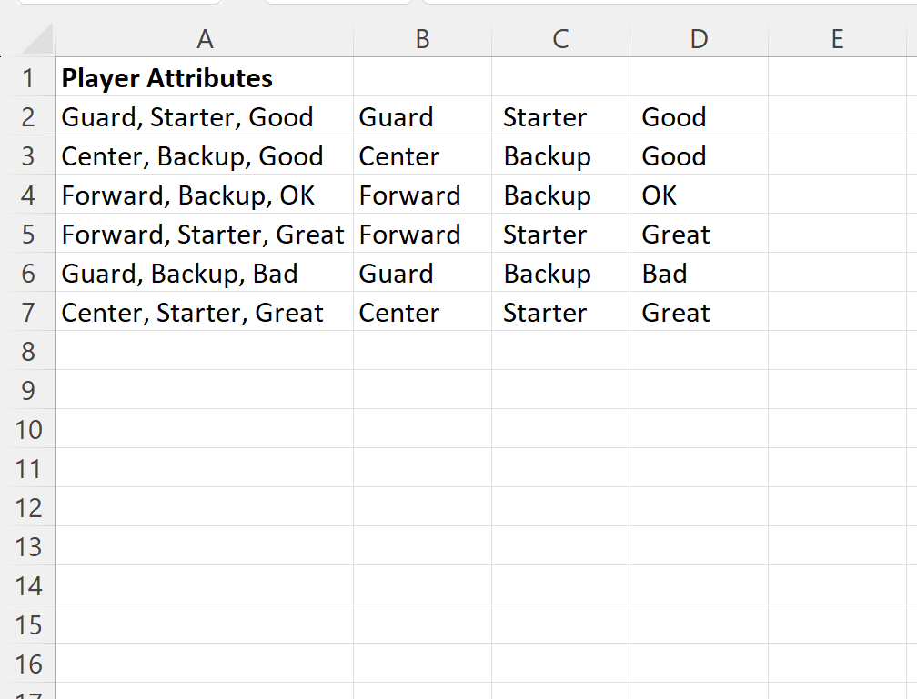 Excel split string by comma
