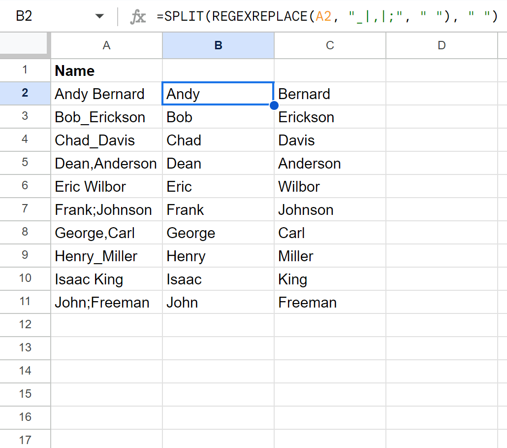Google Sheets SPLIT function with multiple delimiters