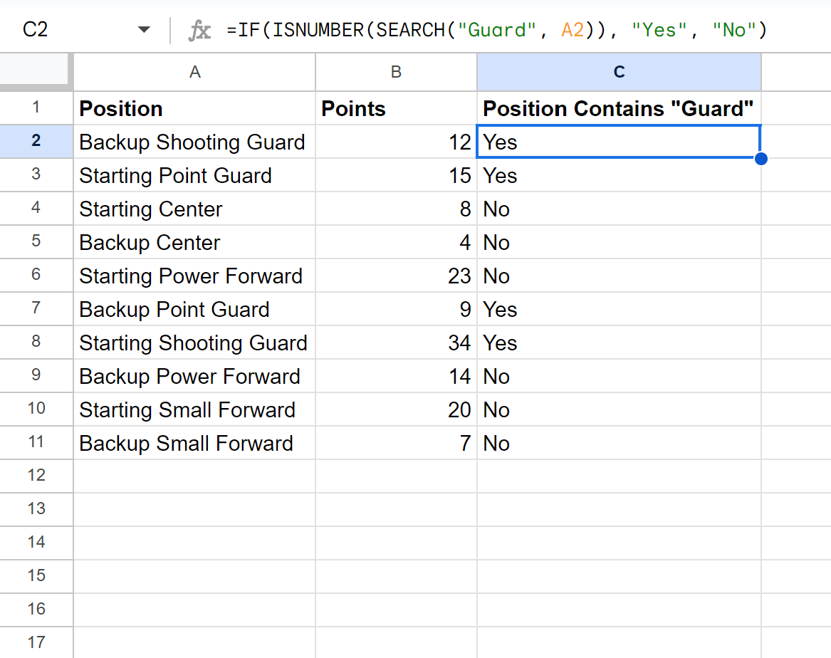 Google Sheets IF function to check if cell contains text