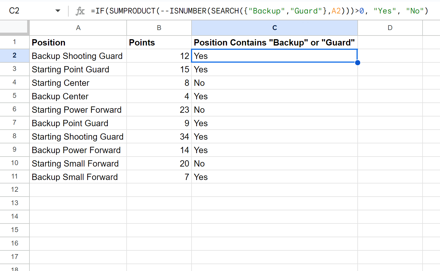 Google Sheets IF function with multiple text values