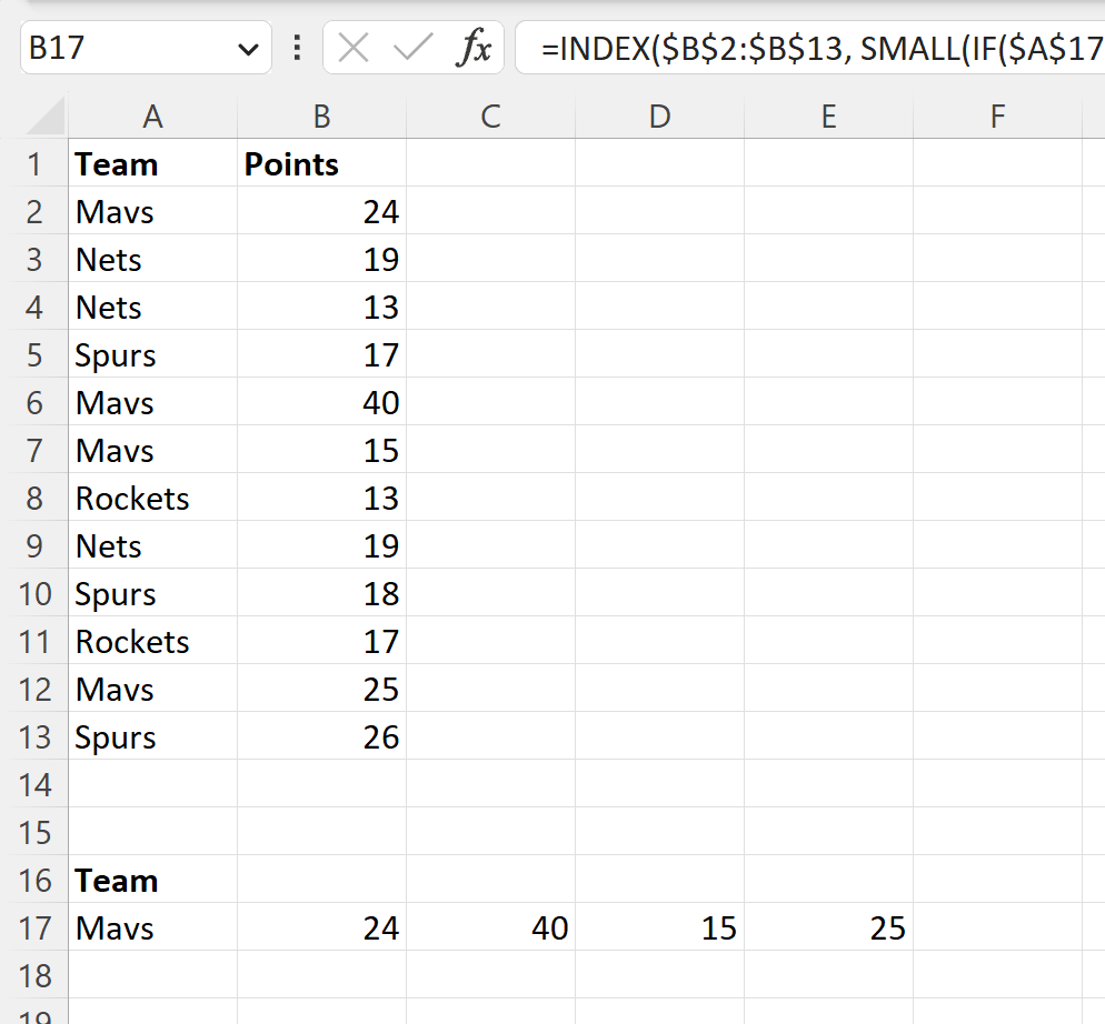 Excel VLOOKUP return multiple values horizontally